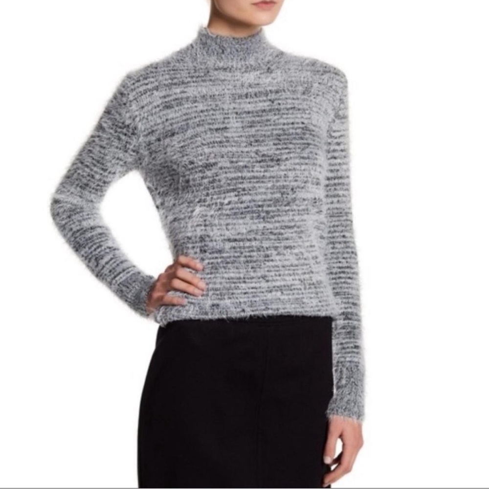 Philosophy gray eyelash mock neck sweater, nylon acrylic wool blend, medium